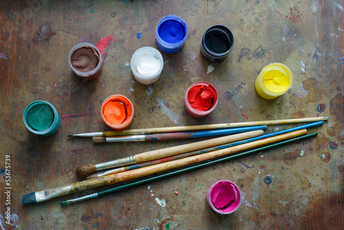 Photo: Set of brushes and paints Set of brushes and paints