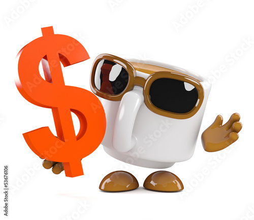 Illustration: Coffee cup holds Dollars Coffee cup holds Dollars