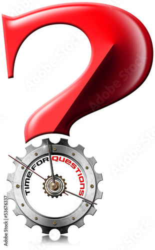 Illustration: Time for Questions - Question Mark Metallic Gear Time for Questions - Question Mark Metallic Gear