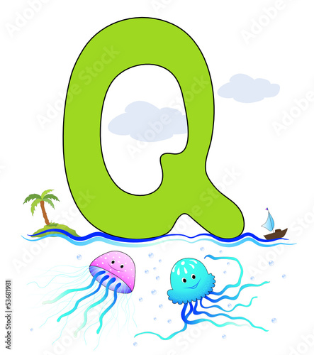 Vector: Alphabet, Q Qualle Alphabet, Q Qualle