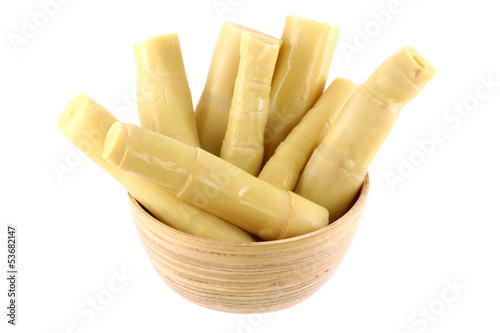 Photo: A Bowl of Pickled bamboo shoots, isolated on white A Bowl of Pickled bamboo shoots, isolated on white