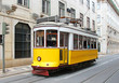 Old yellow Lisbon tram, Portugal Old yellow Lisbon tram, Portugal