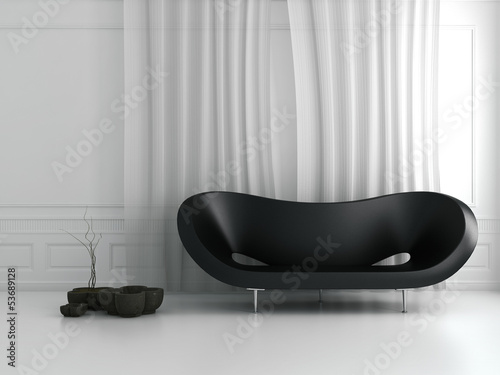 Illustration: Weißer Barock Raum mit Design Couch und Deko Weißer Barock Raum mit Design Couch und Deko