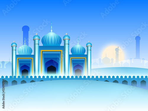 Vector: Shiny view of Mosque background for Ramadan Kareem. Shiny view of Mosque background for Ramadan Kareem.