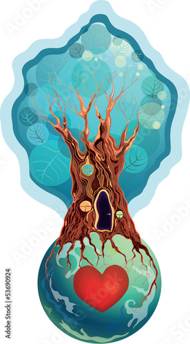 Vector: tree-house on the planet tree-house on the planet
