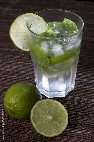 Photo: Mojitos with mint leaves, lime and ice Mojitos with mint leaves, lime and ice