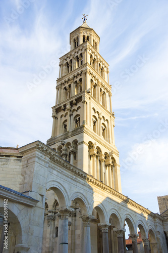 Photo: Diocletian palace ruins and cathedral bell tower, Split, Croatia Diocletian palace ruins and cathedral bell tower, Split, Croatia