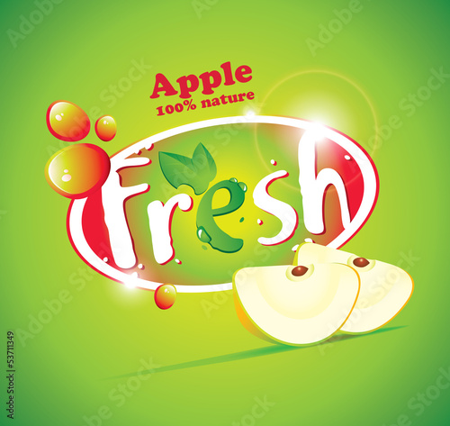 Vector: banner with slices of apple and the words Fresh banner with slices of apple and the words Fresh