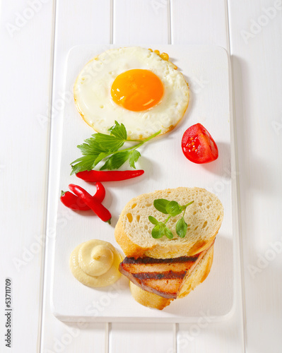 Photo: Grilled Leberkase sandwich with mustard and fried egg Grilled Leberkase sandwich with mustard and fried egg