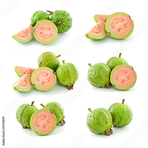 Photo: Set of guava isolated on white background Set of guava isolated on white background