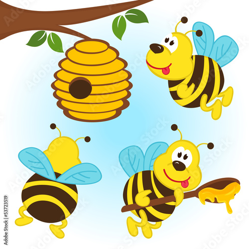 Vector: bees around a hive bees around a hive