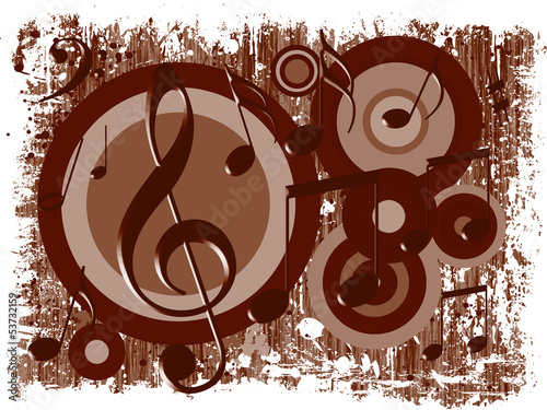 Illustration: Música - Fundo castanho com notas musicais Música - Fundo castanho com notas musicais