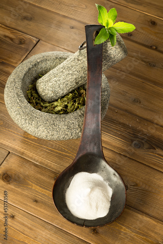 Photo: Ground and powder stevia Ground and powder stevia