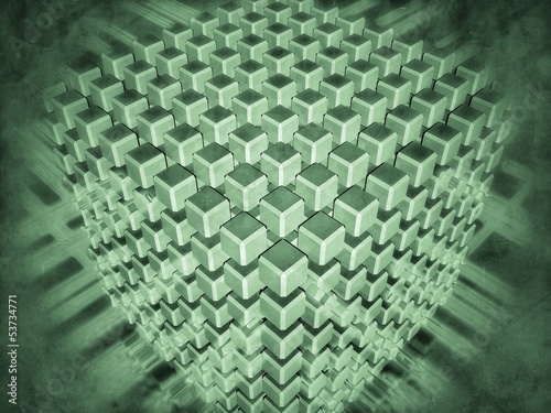Illustration: set of cubes surrounded with luminous flows set of cubes surrounded with luminous flows