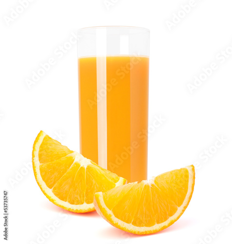 Photo: Juice glass and orange fruit Juice glass and orange fruit