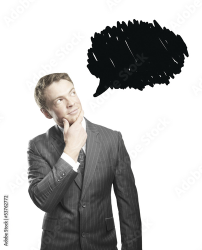 Photo: businessman with bubble speech businessman with bubble speech