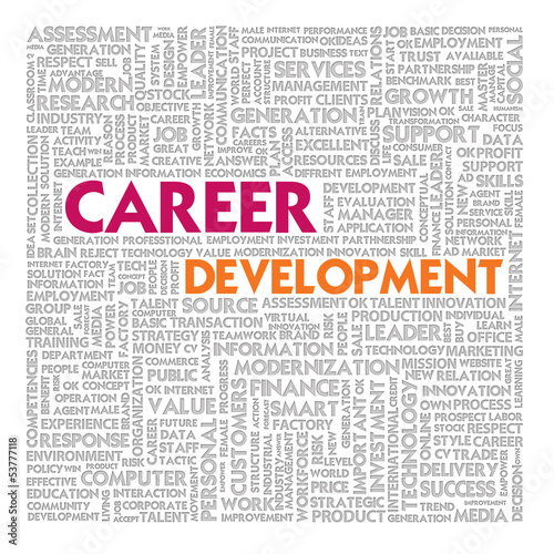 Illustration: Word cloud for business and finance concept, Career Development Word cloud for business and finance concept, Career Development