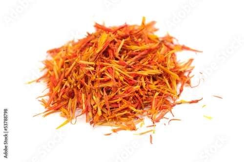 Photo: Safflower (Substitute for Saffron) Isolated on White Background Safflower (Substitute for Saffron) Isolated on White Background
