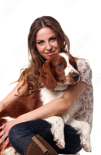 Photo: Beautiful caucasian woman with dog Beautiful caucasian woman with dog