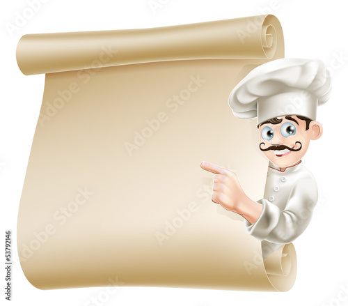 Vector: Chef pointing at menu Chef pointing at menu