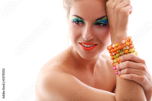 Photo: Beautiful woman with artistic makeup Beautiful woman with artistic makeup