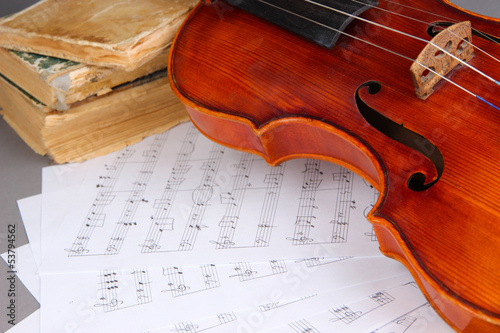 Photo: Classical violin on notes Classical violin on notes