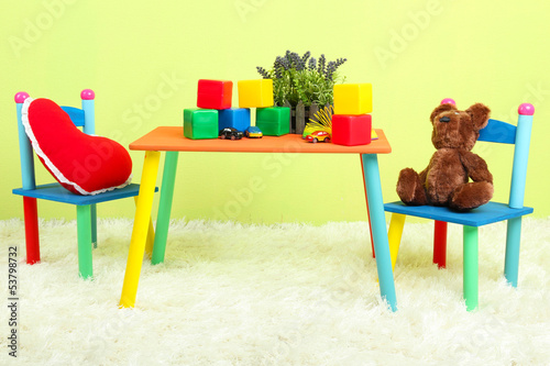 Photo: Modern child's room with equipment and toys Modern child's room with equipment and toys