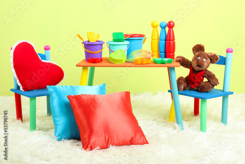 Photo: Modern child's room with equipment and toys Modern child's room with equipment and toys
