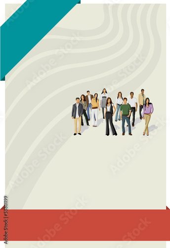 Vector: Red and blue template for brochure with business people Red and blue template for brochure with business people