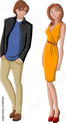 Vector: Couple of cartoon young people Couple of cartoon young people