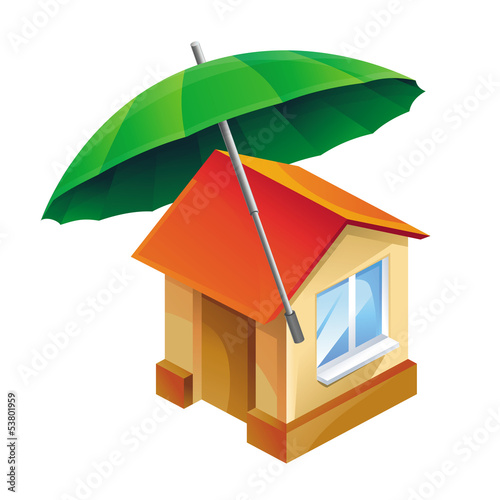 Vector: Vector house icon and umbrella Vector house icon and umbrella