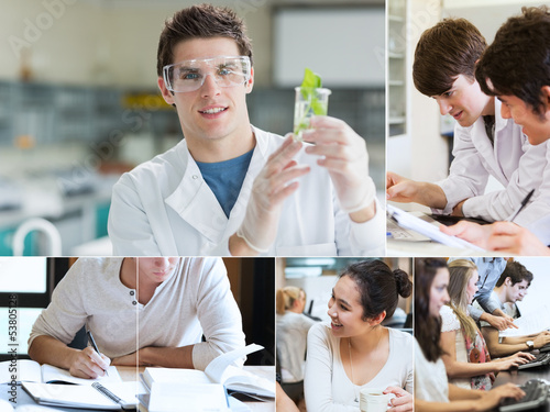 Photo: Collage of students doing chemistry Collage of students doing chemistry