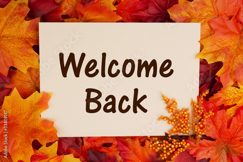 Photo: Welcome Back card with fall leaves Welcome Back card with fall leaves