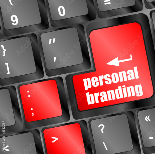 Illustration: personal branding on computer keyboard key button personal branding on computer keyboard key button