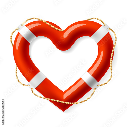 Vector: Life buoy in the shape of heart Life buoy in the shape of heart
