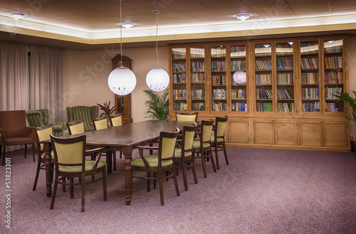 Photo: Interior of library in senior house Interior of library in senior house