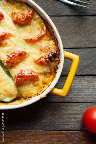 Photo: squash casserole with cheese and tomatoes squash casserole with cheese and tomatoes