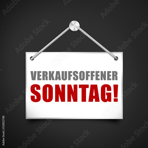 Illustration: Verkaufsoffener Sonntag! Button, Icon Verkaufsoffener Sonntag! Button, Icon