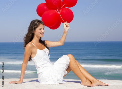 Photo: Girl with red ballons Girl with red ballons