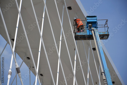 Photo: Lifting platforms on Troja bridge Lifting platforms on Troja bridge