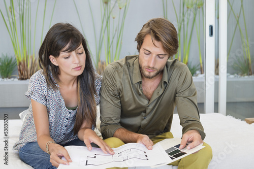 Photo: Couple matching blueprint with color swatch Couple matching blueprint with color swatch