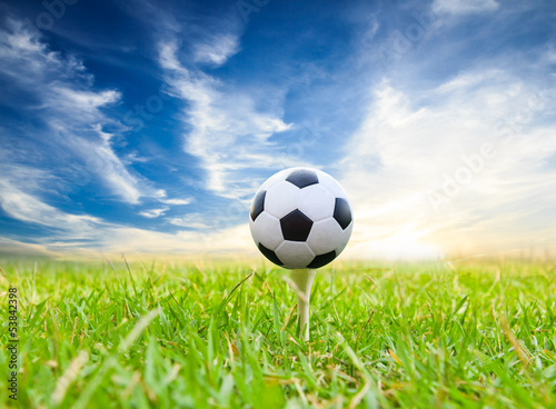 Photo: soccer ball on golf tee soccer ball on golf tee