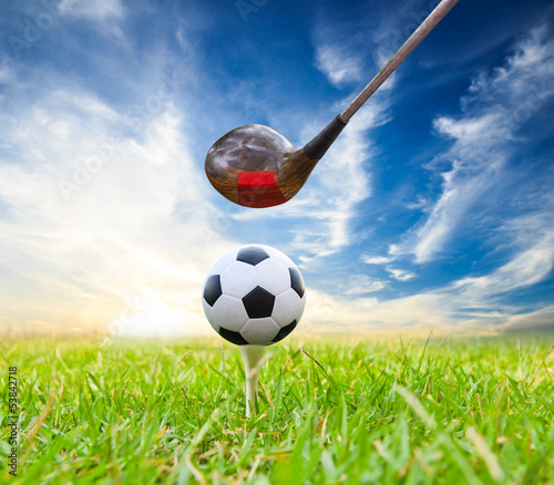 Photo: driver hit soccer ball on tee driver hit soccer ball on tee