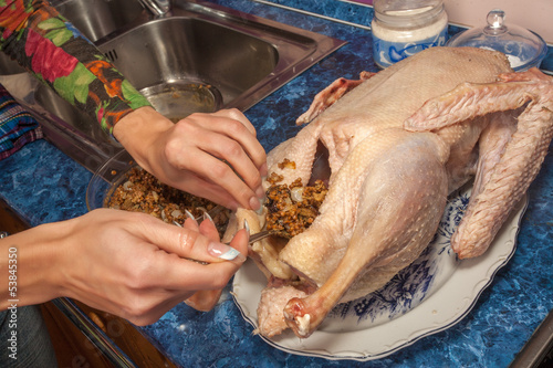 Photo: stuffing chicken stuffing chicken