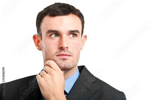 Photo: Thoughtful businessman isolated on white Thoughtful businessman isolated on white