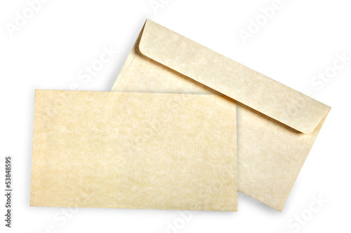Photo: Beige card and envelope. Beige card and envelope.
