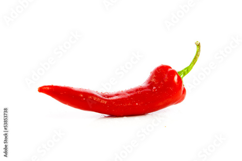Photo: Red hot chili peppers on white background. Red hot chili peppers on white background.