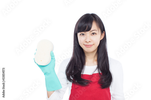 Photo: 掃除する女性 掃除する女性