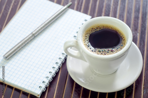 Photo: coffee and note coffee and note