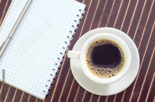 Photo: coffee and note coffee and note